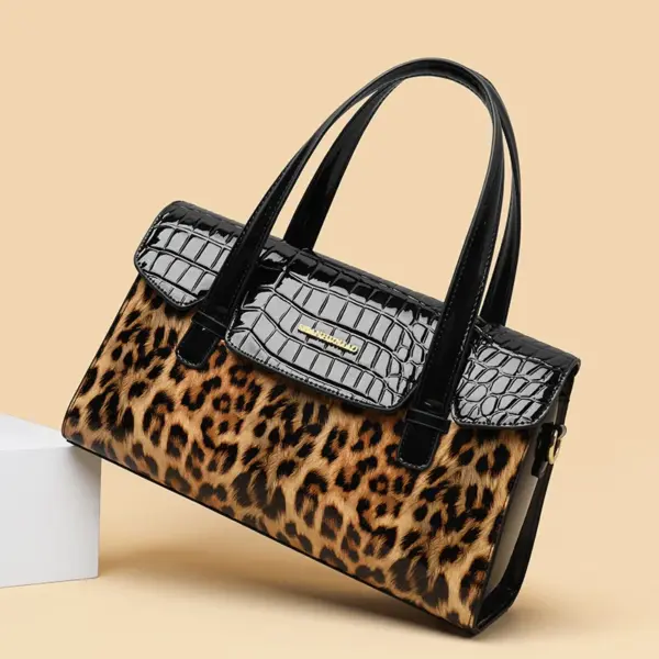 Vintage Leopard Print luxury bright leather tote bag - Image 14