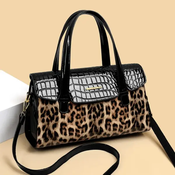 Vintage Leopard Print luxury bright leather tote bag - Image 15