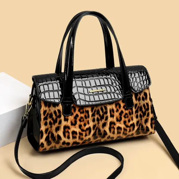 Vintage Leopard Print luxury bright leather tote bag - Image 16