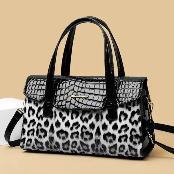 Vintage Leopard Print luxury bright leather tote bag - Image 17