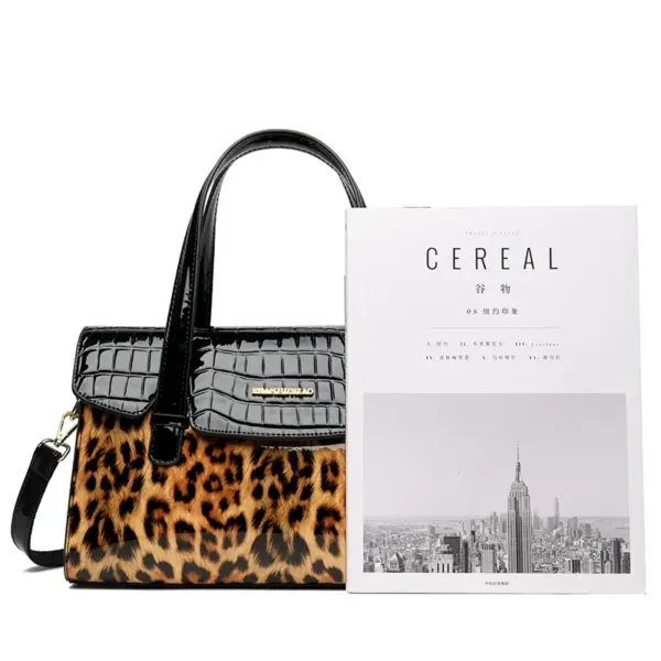 Vintage Leopard Print luxury bright leather tote bag - Image 3