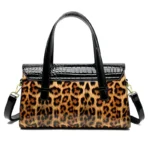 Vintage Leopard Print luxury bright leather tote bag - Image 6