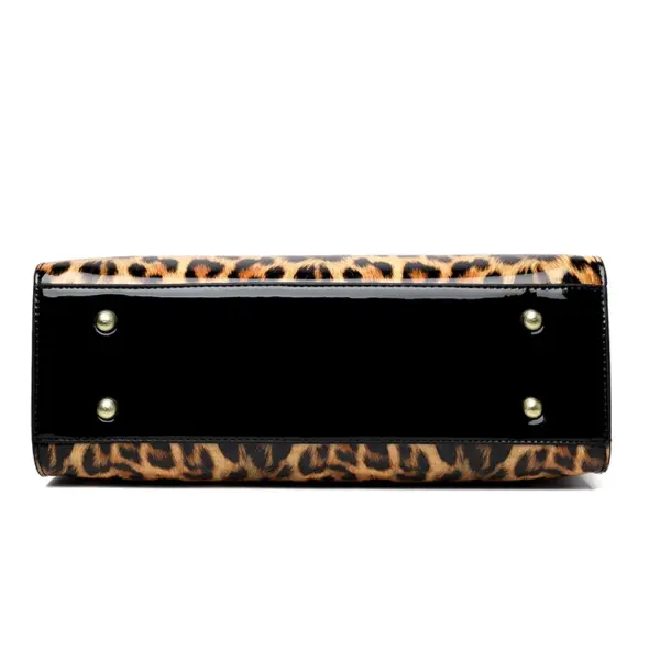 Vintage Leopard Print luxury bright leather tote bag - Image 7