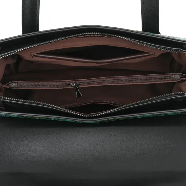 Vintage luxury flower embossed shoulder tote bag - Image 8