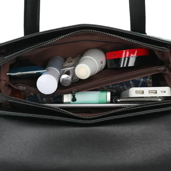 Vintage luxury flower embossed shoulder tote bag - Image 9