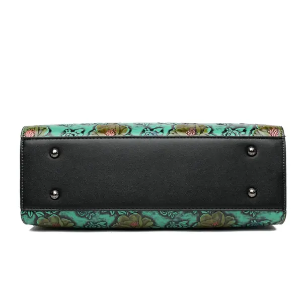 Vintage luxury flower embossed shoulder tote bag - Image 15