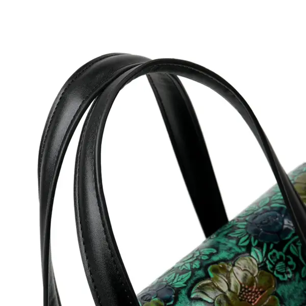 Vintage luxury flower embossed shoulder tote bag - Image 16