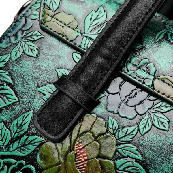 Vintage luxury flower embossed shoulder tote bag - Image 17