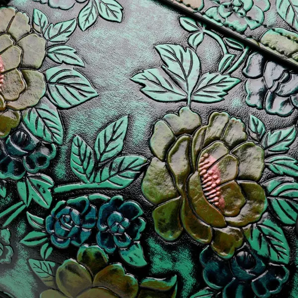 Vintage luxury flower embossed shoulder tote bag - Image 18