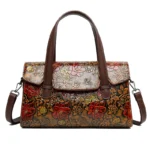 Vintage luxury flower embossed shoulder tote bag