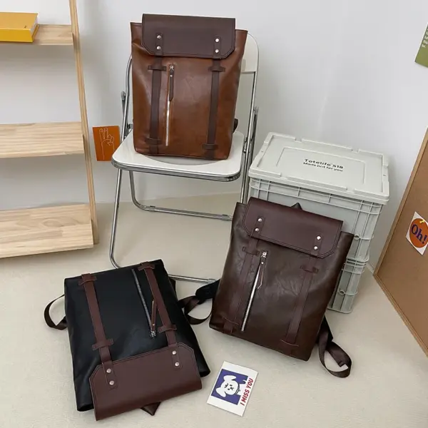 Vintage style high quality leather backpack - Image 2