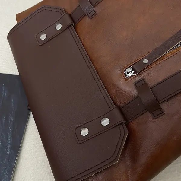 Vintage style high quality leather backpack - Image 9