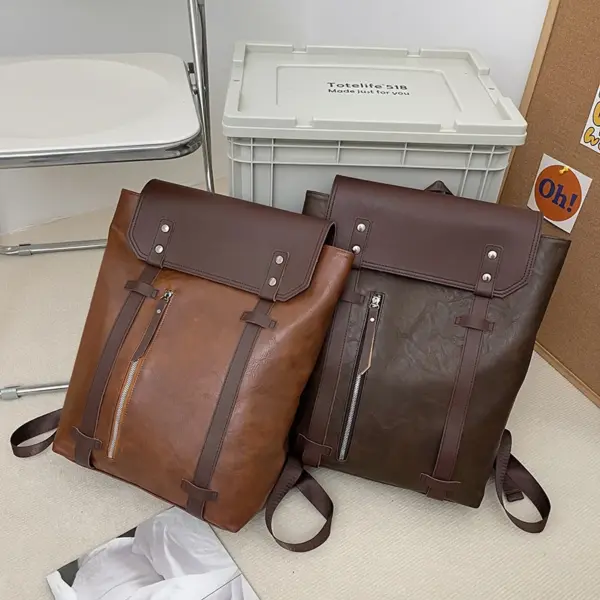 Vintage style high quality leather backpack - Image 3