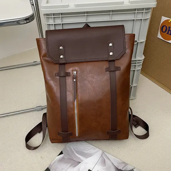 Vintage style high quality leather backpack - Image 5