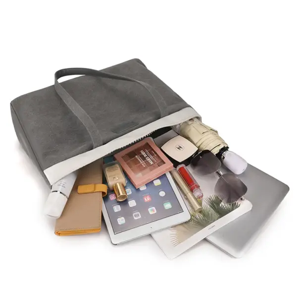 Large capacity retro style canvas tote bag - Image 9