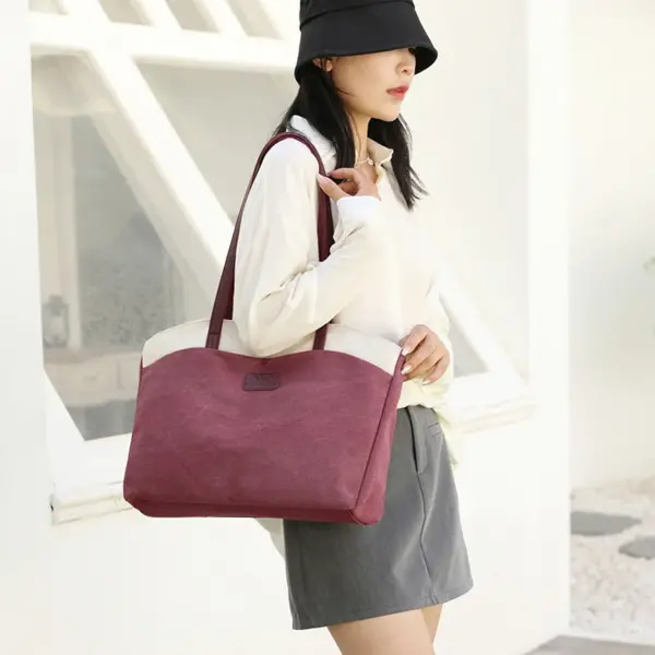 Large capacity retro style canvas tote bag - Image 19