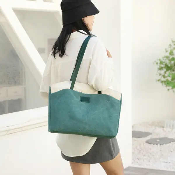 Large capacity retro style canvas tote bag - Image 20