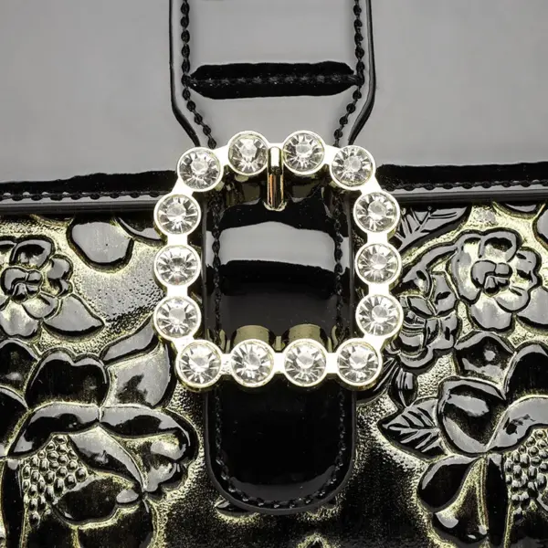 Flower embossed bright leather luxury handbag - Image 6