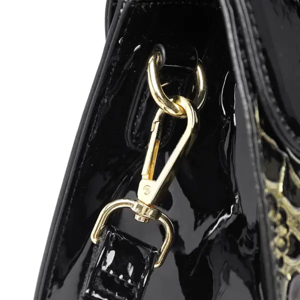 Flower embossed bright leather luxury handbag - Image 9