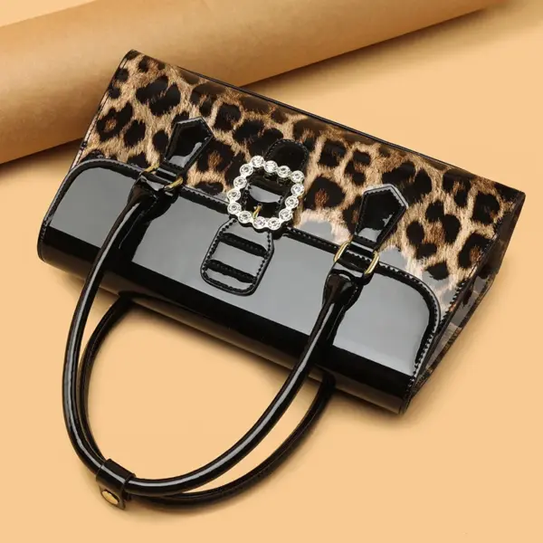 Flower embossed bright leather luxury handbag - Image 13