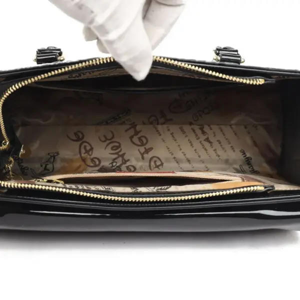 Flower embossed bright leather luxury handbag - Image 15