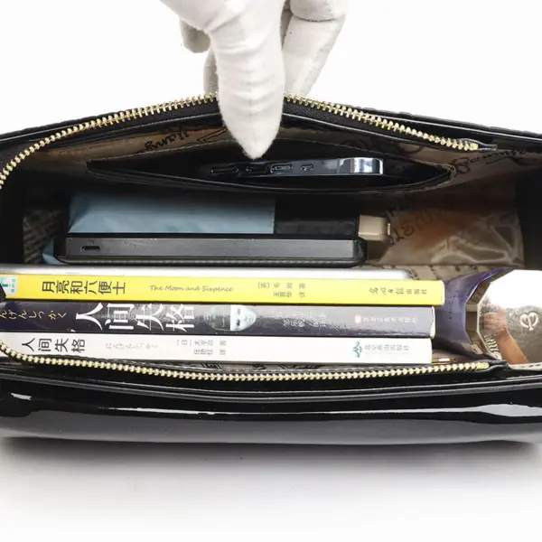 Flower embossed bright leather luxury handbag - Image 16