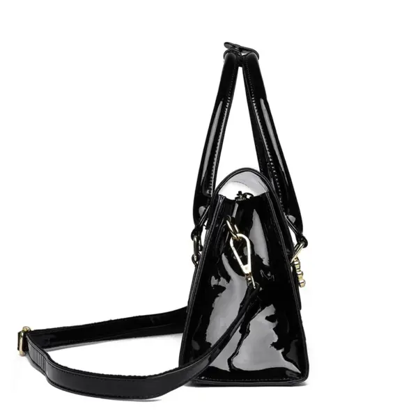 Flower embossed bright leather luxury handbag - Image 2