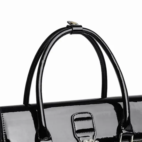 Flower embossed bright leather luxury handbag - Image 4