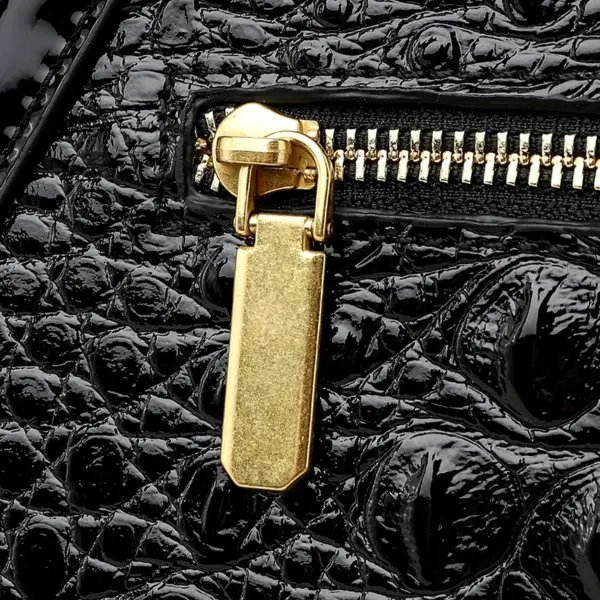 Luxury crocodile embossed bright leather handbag - Image 9