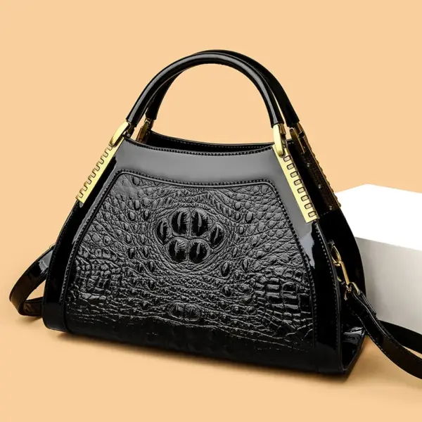 Luxury crocodile embossed bright leather handbag - Image 11