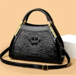 Luxury crocodile embossed bright leather handbag - Image 12