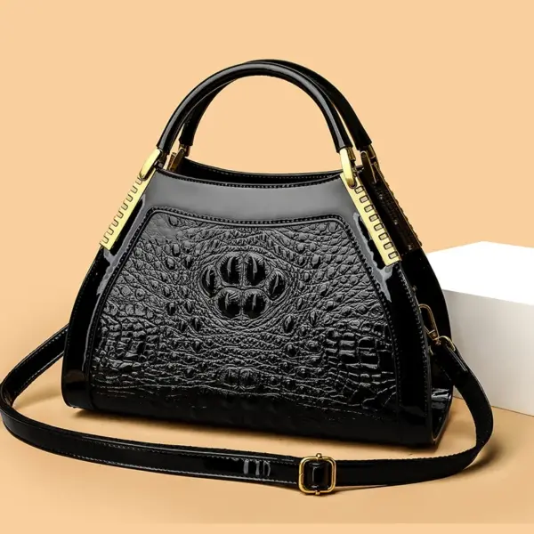 Luxury crocodile embossed bright leather handbag - Image 12