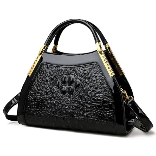 Luxury crocodile embossed bright leather handbag - Image 2