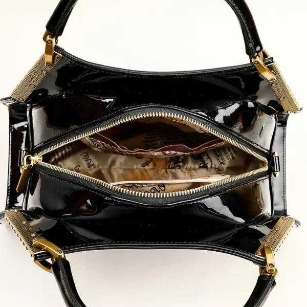 Luxury crocodile embossed bright leather handbag - Image 18