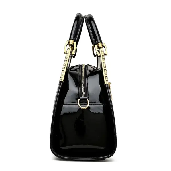 Luxury crocodile embossed bright leather handbag - Image 3