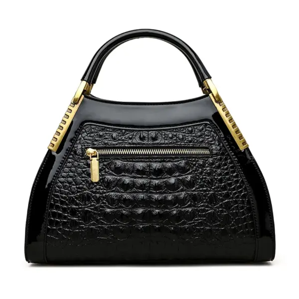 Luxury crocodile embossed bright leather handbag - Image 4