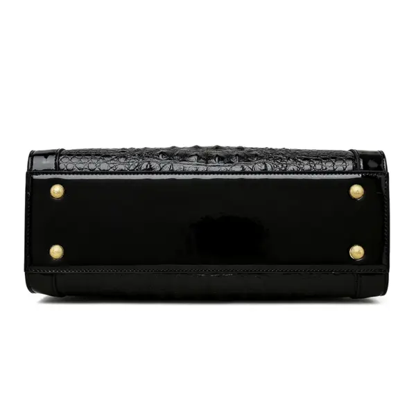 Luxury crocodile embossed bright leather handbag - Image 5