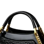 Luxury crocodile embossed bright leather handbag - Image 7