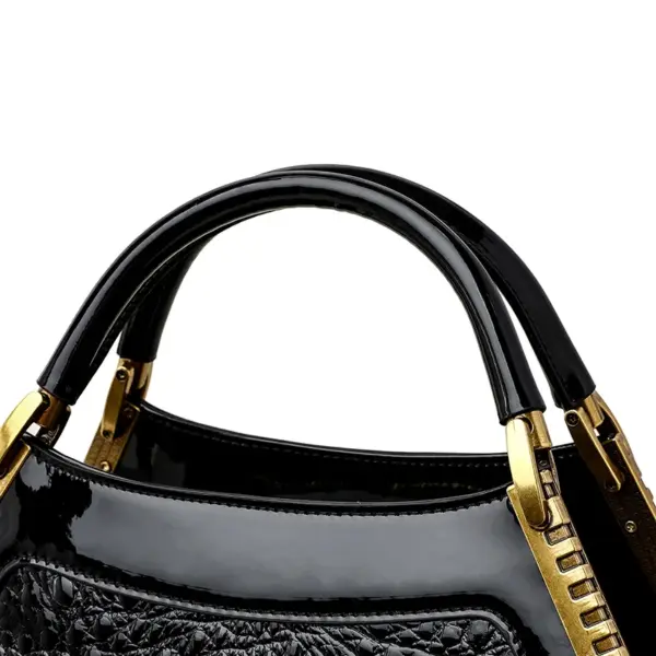Luxury crocodile embossed bright leather handbag - Image 7