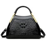 Luxury crocodile embossed bright leather handbag