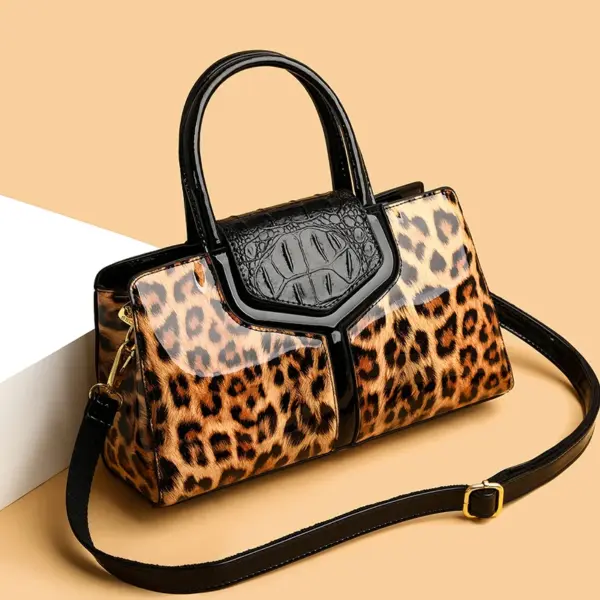 Stylish flower embossed bright leather handbag - Image 9