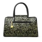 Stylish flower embossed bright leather handbag - Image 2