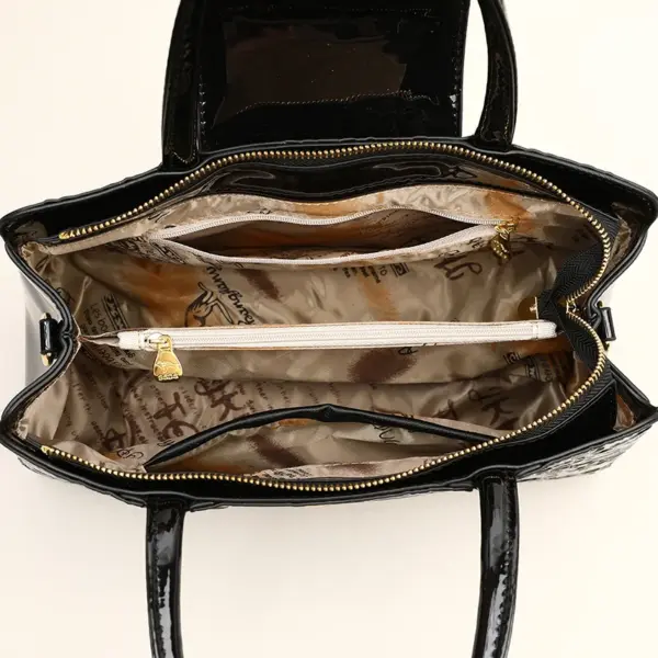 Stylish flower embossed bright leather handbag - Image 14