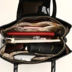 Stylish flower embossed bright leather handbag - Image 15