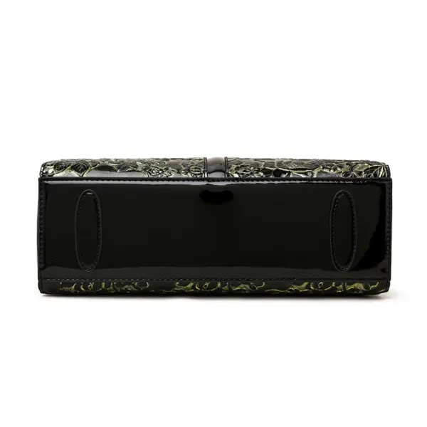 Stylish flower embossed bright leather handbag - Image 4