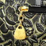 Stylish flower embossed bright leather handbag - Image 6