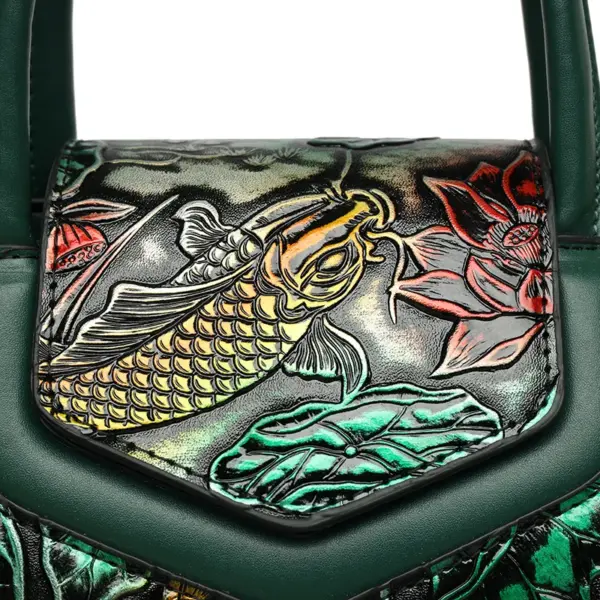 Vintage style flower embossed design handbag - Image 6