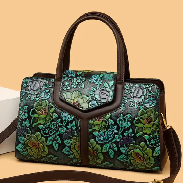 Vintage style flower embossed design handbag - Image 10