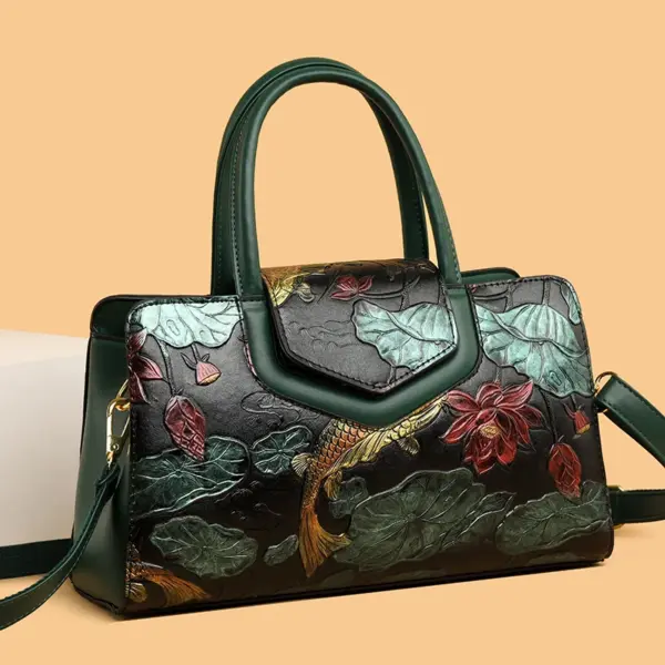 Vintage style flower embossed design handbag - Image 11