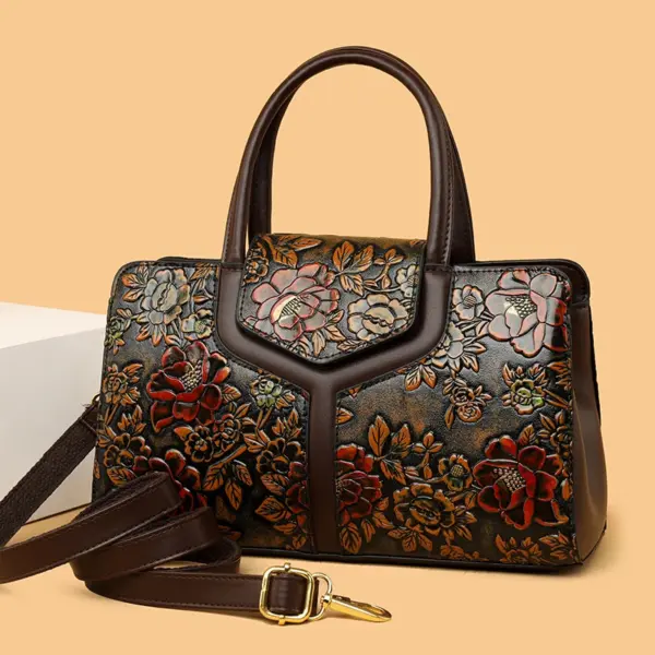 Vintage style flower embossed design handbag - Image 12